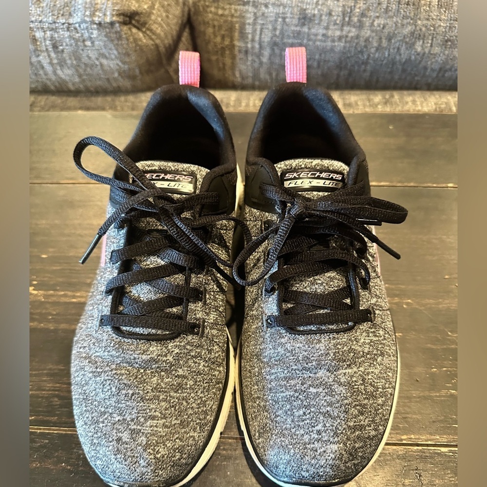 Skechers Charcoal and Black Flex Lite Athletic Shoes women's  size 6.5